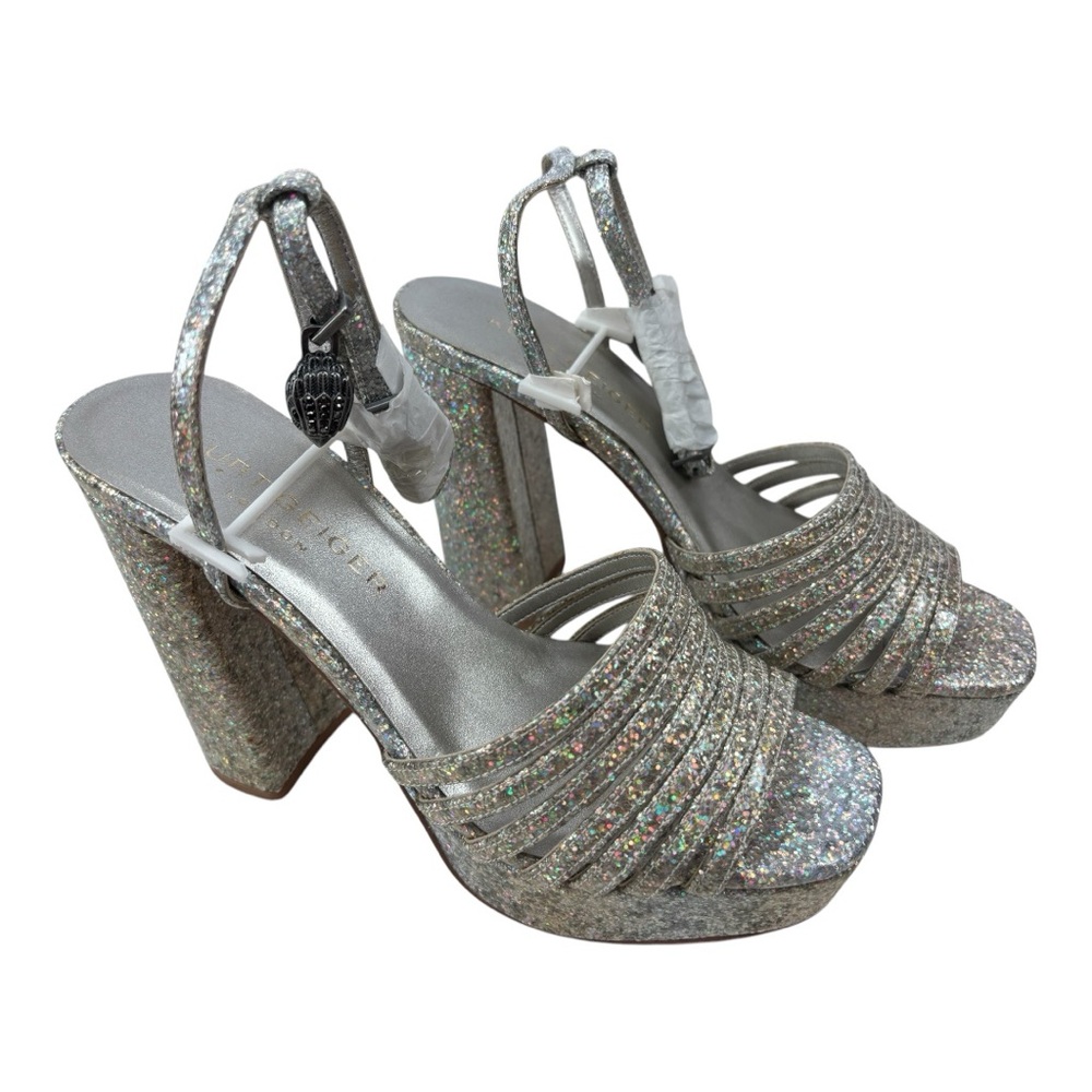 NWOB Kurt Geiger London Pierra Metallic Ankle Strap Heels, Size 38, US 7.5